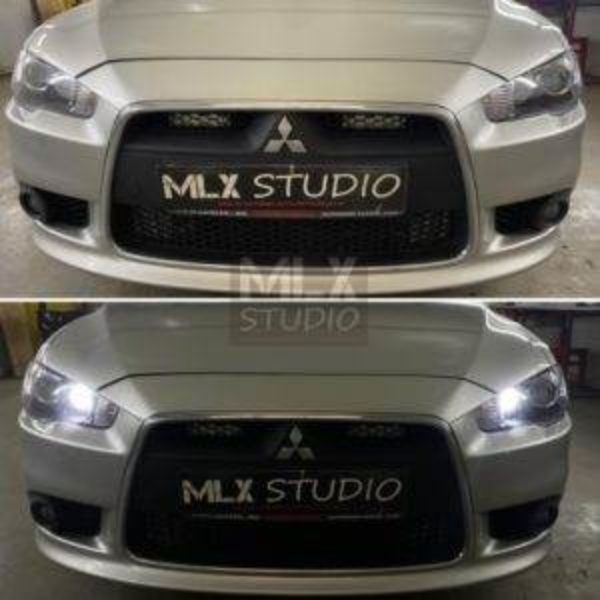 Mitsubishi Lancer X (2012 г.в.). Bi-led + Spyder Eyes